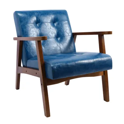 Image de Fauteuil club en similicuir de style rétro, fauteuil de lecture avec accoudoirs ergonomiques, capacité de charge de 150 kg, style médiéval