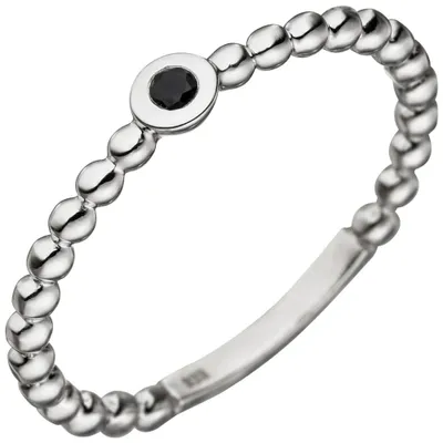 Produktbild von Ring Kugelring Damenring mit Saphir Safir blau dunkelblau 333 Gold Weißgold Innenumfang 56mm Ø17.8mm