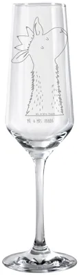 Produktbild von Mr. & Mrs. Panda Glas Lamakopf König - Transparent - Geschenk, Sektflöte, Mama, Lamas, Papa, graviertes sektglas, Vorgesetzter, Lama, Sektkelch, Champagnerglas