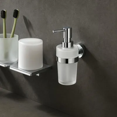 Produktbild von AquaCraft 100 Seifenspender Wandmontage ohne Bohren 10050000-00 mit Glas, chrom