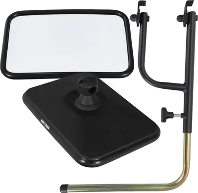 Produktbild von KOTARBAU® Traktor Spiegel mit Halterung Universal 31 x 20,5 cm PVC mit Aluminium Spiegelhalter Traktor Außenspiegel Uni Spiegel Landmaschinen Landwirtschaft Spiegelarm Spiegelstange Teleskopspiegel