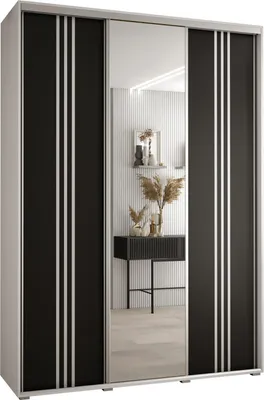 Produktbild von MEBLE KRYSPOL Davos 7 Schrank, drei Türen - 235,2x180x45 cm - Weiß Schwarz Silber
