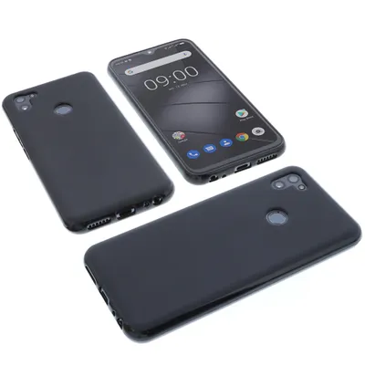 Produktbild von foto-kontor Hülle kompatibel mit Gigaset GS5 Schutzhülle schwarz Tasche Gummi TPU Handy Schutz Handytasche Handyhülle Smartphone Case Kantenschutz Eckenschutz