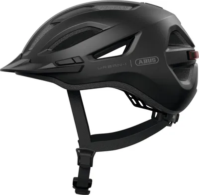 Immagine prodotto di ABUS Urban-I 4.0 city helmet - casco da bici con luce posteriore ricaricabile, 2 modalità di illuminazione, visiera, apertura a codino e chiusura magnetica - per adolescenti, donne e uomini - taglia XL, nero