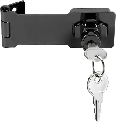 Produktbild von Hasp Lock mit Schlüsseln, 10 cm, für Tore, Türen, Schränke, Schwarz