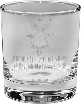 Produktbild von Mr. & Mrs. Panda Cocktailglas Fuchs Ballerina - Transparent - Geschenk, Tumbler Glas, Ginglas, Tänzer, Party, gravur, Geburtstag, Feier