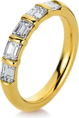 Produktbild von Ring aus 750 Gelbgold 5 Diamanten Smaragd-Schliff 1,24ct TW-VSI/SI B:3,7mm Innenumfang 56mm  Ø17.8mm