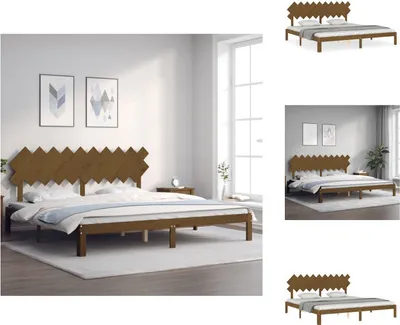 Produktbild von vidaXL Massivholzbett mit Kopfteil Honigbraun 200x200 cm -  Betten & Bettgestelle