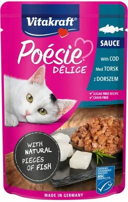 Image de Vitakraft Poesie Deli Sauce poisson noir sachet 85g