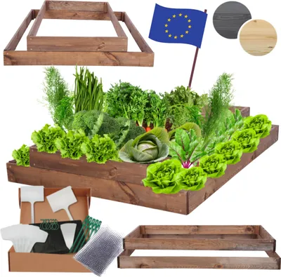 Produktbild von MODO24 Hochbeet Holz, Pflanzkasten, Massivholz, Kiefer, Kräuterbeet, Blumenkasten, Garten, Terrasse, 18x90x120 cm, Braun, ZP09