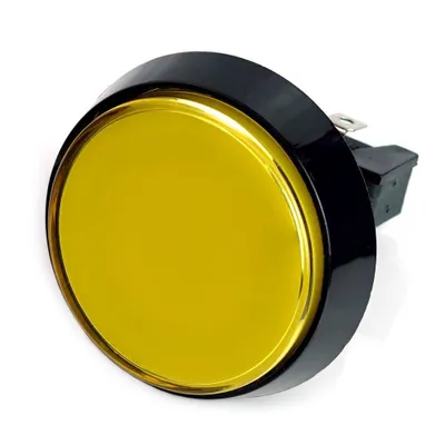 Zdjęcie produktu dla Duży przycisk arcade, 60 mm, podświetlany (LED 12 V DC) – kolor: żółty