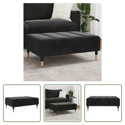 Image de The Living Store Tabouret de pied Noir 77x55x31 cm Velours