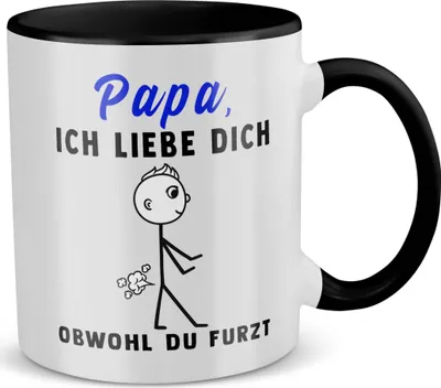 Produktbild von 22Feels Papa Geschenk Vatertag Vater Tasse Ich Liebe Dich Geburtstag Kaffeetasse Männer Weihnachten Haferl (Weiss-Schwarz)