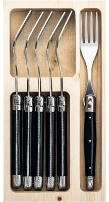 Produktbild von MONTARGO Laguiole Premium Line Steakgabel schwarz 6-tlg., Höhe: 30 mm