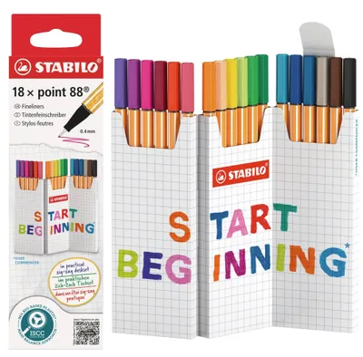 Immagine prodotto di STABILO Fineliner - punta 88 - set da tavolo 18 zig-zag - 18 colori