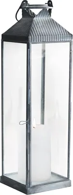 Immagine prodotto di Milani Home - lanterna portacandela in vetro e metallo, grigio, stile moderno, per giardino e interni, 11 x 11 x 37 cm