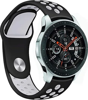 Produktbild von Uhren Armband für Samsung Galaxy Watch 3 45mm 46mm / für Huawei Watch GT GT2 Watch 2 Classic Pro / 22mm Stegbreite weiches Silikon Sport SCHWARZ-WEIß