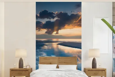 Produktbild von Fotobanner - Sonnenuntergang an der niederländischen Küste - Breite 120 cm x Höhe 240 cm