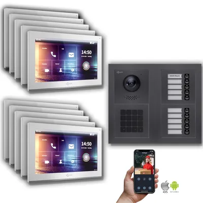 Produktbild von Goliath IP Video Türsprechanlage: 10-Zoll 10 Familienhaus, Zahlencode, Anthrazit  : 10 Zoll Weiß : Unterputzdose Monitor Farbe: 10 Zoll Weiß Montage: Unterputzdose