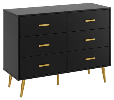Produktbild von Kommode 6 Schubladen 106x40x85 cm Schubladenschrank Schlafzimmer Schwarz