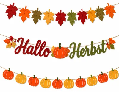 Herbstbanner 3 Stück, orange, Papier, 8 cm