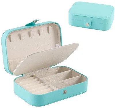 Produktbild von Kleine Reis-Leder-Schmuckkoffer - Mini Reise-Schmuckkoffer - Schmuckkoffer für Mädchen/Frauen - Opbergschachtel für Ohrringe, Ringe, Halsketten, Armbänder - 16x11x5 cm