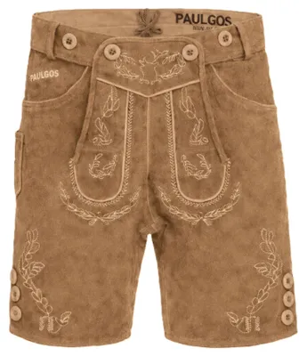 Produktbild von PAULGOS Herren Trachten Lederhose Kurz - HK1 - Echtes Leder - in 3 Farben erhältlich - Größe 44 - 60