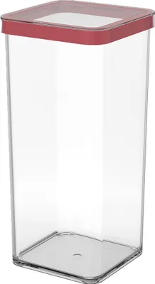 Produktbild von Premium Dose quadr, 1,5 l LOFT, Farbe:Transparent / Rot