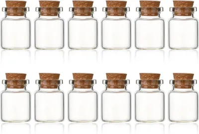 Produktbild von Glasflaschen mit Korkdeckel, 5 ml, 12 Stück, transparent, für Bastelprojekte