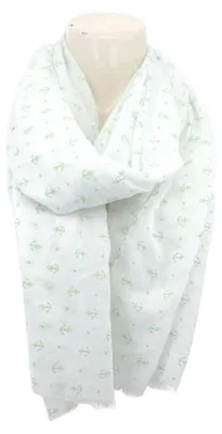 Imagen del producto de Bufanda de verano para mujer, diseño náutico, bufanda ligera de verano de 180 x 70 cm, pañuelo con motivos de anclas, bufanda suave y delgada para mujer: color verde, motivo: verde