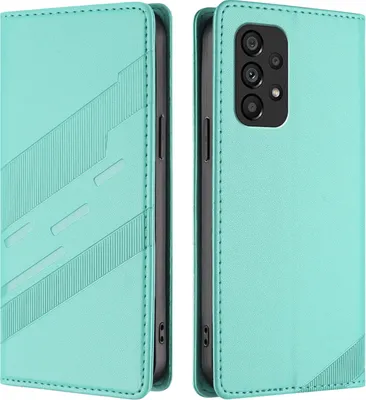 Image de Etui pour Samsung Galaxy A53 5G, étui portefeuille en cuirPolyuréthaneavec fente pour cartes et fonction stand Türkis
