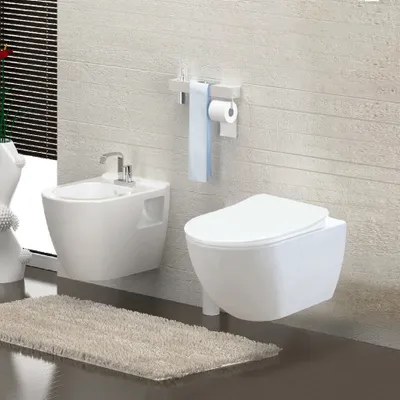 Produktbild von Spülrandloses Wand Hänge WC Spülrandlos Toilette Normal WC + Deckel