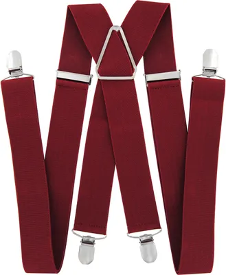 Produktbild von axy Herren Hosenträger 3,5cm breite mit 4 Stabile Clips X-Form länge verstellbar Hochzeit-Business Outfit-Weinrot