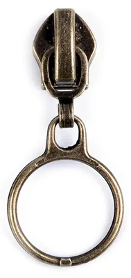 20 Reißverschluss Zipper mit Ring 6mm altmessing