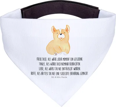 Produktbild von Mr. & Mrs. Panda Halstuch Für Hunde Corgie - Weiß - Geschenk, Lebensfroh, Bandana, Hund, Sprüche, Lebensfreude, Spruch, Hals Tuch, Corgi, Hundehalstuch