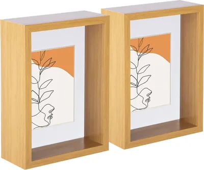 Produktbild von Nicola Spring 3D Deep Box Fotorahmen - stehendes hängendes Handwerk Schattenbildanzeige - 5 x 7 "mit 4 x 6" montieren - hellholz / weiß - pack von 5