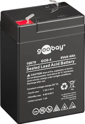 Produktbild von Blei Akku GO6-4 (4000 mAh, 6 V) Faston (4,8 mm) Bleiakku, BattVO, , CE