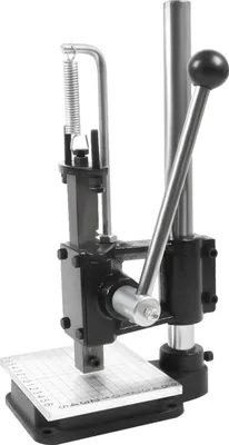 Obrázek produktu pro Ruční lis na kůži – Ruční děrovací lis – Výškově nastavitelný 0–16 cm – Pro děrování, vysekávání a ražbu – Masivní kovové tělo – Černý