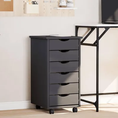 Produktbild von vidaXL Rollschrank mit Schubladen MOSS Grau Massivholz Kiefer