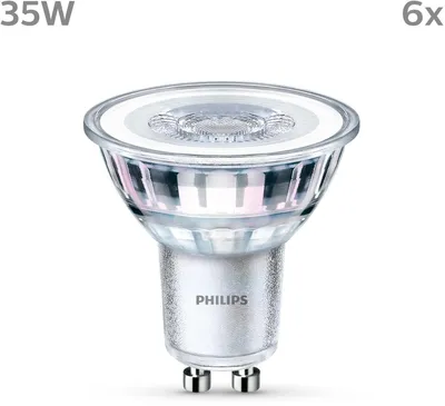 Produktbild von Philips Spot 35W PAR16 GU10 x6, 3,5 W, 35 W, GU10, 275 lm, 15000 h, Kaltweiße