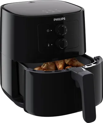 Produktbild von Philips Essential Compact Airfryer Heißluftfriteuse, 0.8 kg, 12 Funktionen, energieffizient, Schwarz (HD9200/90)