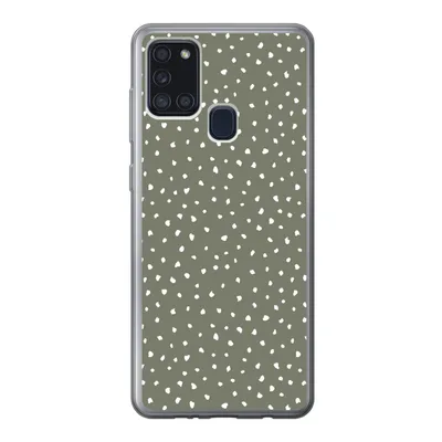 Produktbild von MuchoWow® Handyhülle Schutzhülle Hülle für Samsung Galaxy A21s Polka dots - Grün - Weiß Silikon Softcase Handy Hülle - Hartschale