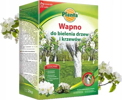 Obrázek produktu pro Práškové vápno na bělení stromů a keřů 2 kg účinné