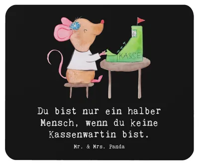 Produktbild von Mr. & Mrs. Panda Mauspad Kassenwartin Herz - Schwarz - Geschenk, laptop mousepad, Verein, Lustig, Mouse Pad, pc, Witzig, Spruch