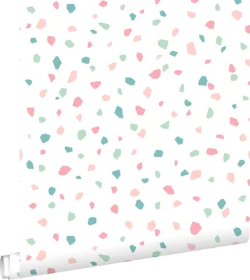Zdjęcie produktu dla ESTAhome Tapeta lastryko białym,różowymIzielonym 53 cm x 10.05 m