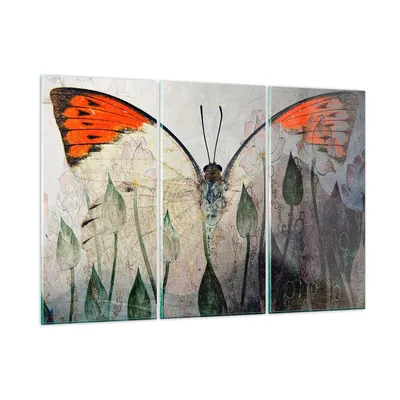 Produktbild von Bilder auf glas - Schmetterling Abstraktion - 105x70cm - Glasbilder - Wandbilder - Kunstdruck - zum Aufhängen bereit - Wanddekoration aus Glas - Glas Bilder - Wandbild auf Glas - GCE105x70-4081