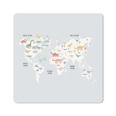 Produktbild von MuchoWow® Mauspad Mousepad Karte - Kind - Dino 20x20 cm - Mousepads - Maus Mat - Pad - Mausunterlage - Desk Mat - Bureauartikeln