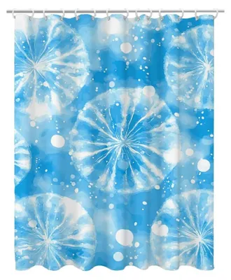 Image de Rideau de douche bleu - Polyester imperméable avec 12 crochets, dimensions 180 x 200 cm