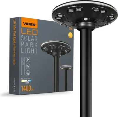 Zdjęcie produktu dla VIDEX LED-Solarparkleuchte IP54 z czujnikiem ruchu 1400lm LiFePO4