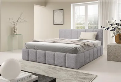 Image de DEKORI INTERIORS Lit capitonné KALLA Slim 140x200 cm avec espace de rangement pour la literie - PERFECT HARMONY 80